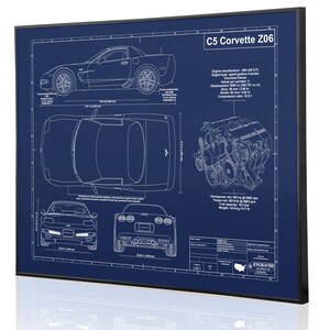 Corvette C5 Z06 Laser Engraved Wall Art Poster. Engraved on Metal, Acrylic or Wood. Custom Car Art, Poster, Best Car Guy Gift image 2