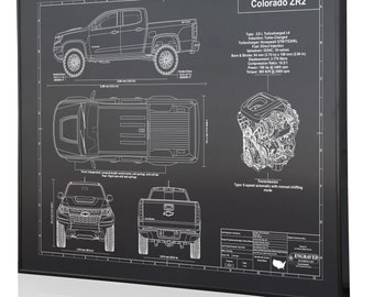 Chevrolet Colorado ZR2 Laser Engraved Wall Art Poster. Engraved on Metal, Acrylic or Wood. Custom Car Art, Poster, Car Guy Gift