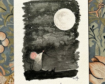 Moon & Stars A5 Little Mouse Print