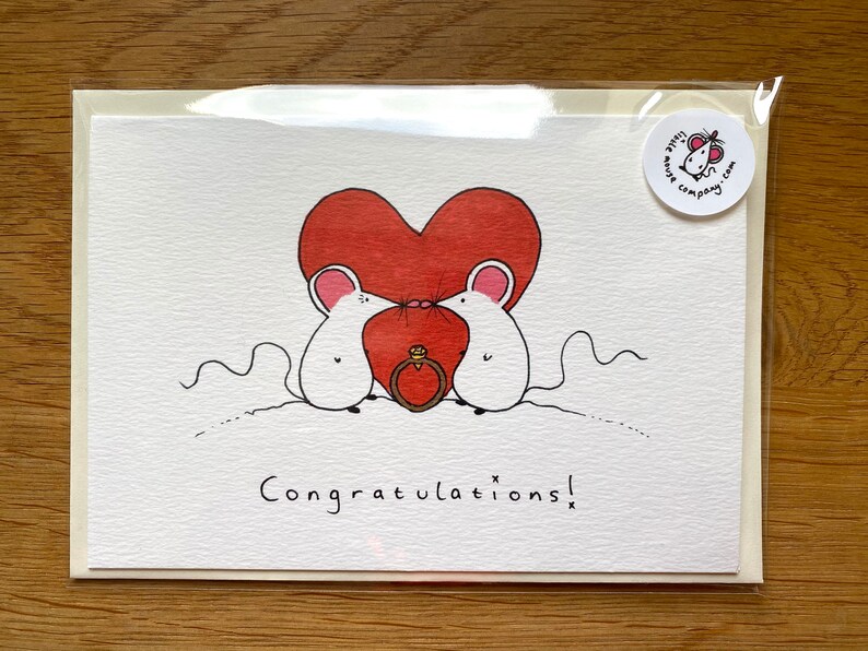 Engagement or Wedding Card - Heart Shaped Congratulations - Etsy UK