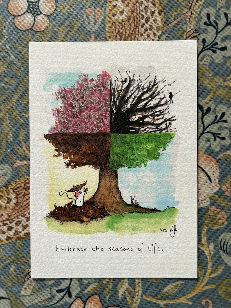 Embrace the seasons of life A5 Little Mouse Print image 1