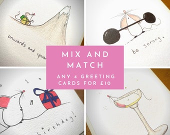 Choose any 4 greeting cards - Mix and Match