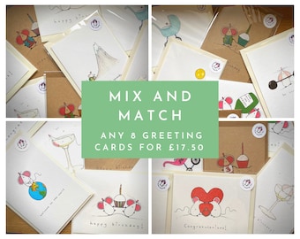 Choose any 8 greeting cards - Mix and Match