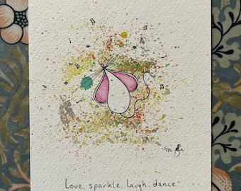 Love, Sparkle, Laugh, Dance A5 Little Mouse Print