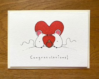 Engagement or Wedding Card - Heart Shaped Congratulations