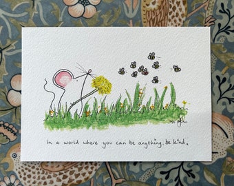 Bee Kind A5 Little Mouse Print