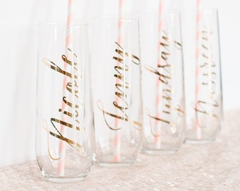 Flûtes à champagne personnalisées, Cadeau de proposition de demoiselle d’honneur, Flûtes sans tige, Verres d’enterrement de vie de jeune fille, Verres à champagne personnalisés, Flûtes