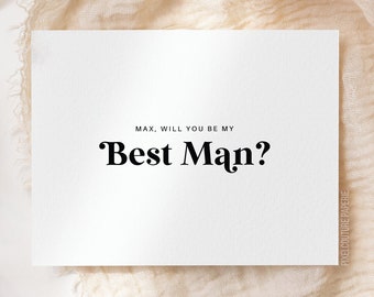 Personalized Will You Be My Groomsman Card, Classic Best Man Proposal Card, Modern Groomsman Proposal Box Card