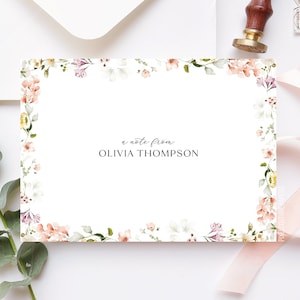 Lot de 6 cartes de papeterie personnalisées, Papeterie personnalisée pour femme, Ensemble de papeterie personnalisée florale, Ensemble de papeterie botanique