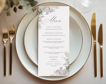 Menu de mariage floral, modèle de menu de dîner de mariage, modèle de menu de mariage floral, menu moderne, modèle de menu de mariage imprimable, #AVA