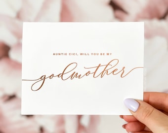 Godmother Proposal Card, Handmade Foiled Card