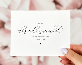 To my Bridesmaid on my Wedding Day Card, Wedding Day Card, Bridal Party Cards, To my Bridesmaid, Wedding Day Cards, Wedding Thank You Card