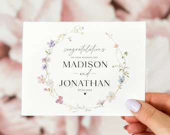 Personalized Wedding Day Card, Congrats Wedding Day Card, Wildflower Wedding Day Card, Congratulations Wedding Card, Floral Wedding Day Card