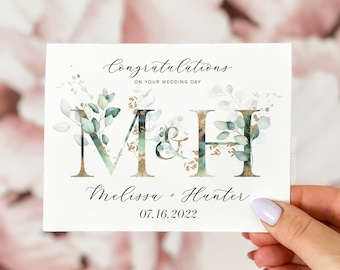 Personalized Wedding Day Card, Congrats Wedding Day Card, Wedding Day Card, Congratulations Wedding Card, Floral Wedding Day Card, Wedding