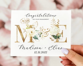 Personalized Engagement Card, Congrats Engagement Card, Engagement Card, Congratulations Engagement Card, Floral Engagement Card, Engaged