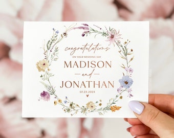 Personalized Wedding Day Card, Congrats Wedding Day Card, Wildflower Wedding Day Card, Congratulations Wedding Card, Floral Wedding Day Card