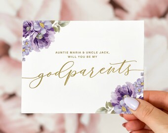 Floral will you be my Godparents card, Godparents proposal card, be my Godparents, Godparents proposal, will you be my Godparents. Godparent