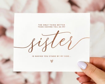 Will you be my bridesmaid card, bridesmaid proposal card, sister maid of honor card, bridesmaid card, bridesmaid proposal, sister card