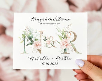 Personalized Wedding Day Card, Congrats Wedding Day Card, Wedding Day Card, Congratulations Wedding Card, Floral Wedding Day Card, Wedding