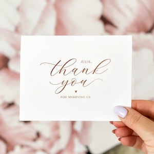 Carte de remerciement de nous avoir mariés, carte de mariage à votre officiant, carte de remerciement officiant, merci d'être notre officiant, carte de remerciement