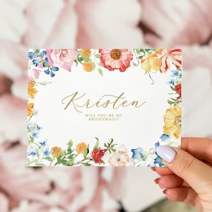 bloemen wil je mijn bruidsmeisje kaart zijn, bloemen bruidsmeisje voorstel kaart, wees mijn bruidsmeisje, bloemen bruidsmeisje kaart, bloemen voorstel kaart