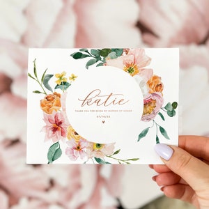 Merci d'être ma demoiselle d'honneur, merci de mariage, carte de remerciement de demoiselle d'honneur, carte de remerciement, carte de remerciement de demoiselle d'honneur, carte de mariage