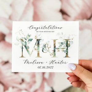 Carte de mariage personnalisée, Carte de félicitations pour le jour du mariage, Carte de mariage, Carte de félicitations de mariage, Carte de mariage florale, Mariage