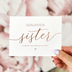 Will you be my bridesmaid card, bridesmaid proposal card, sister maid of honor card, bridesmaid card, bridesmaid proposal, sister card image 1