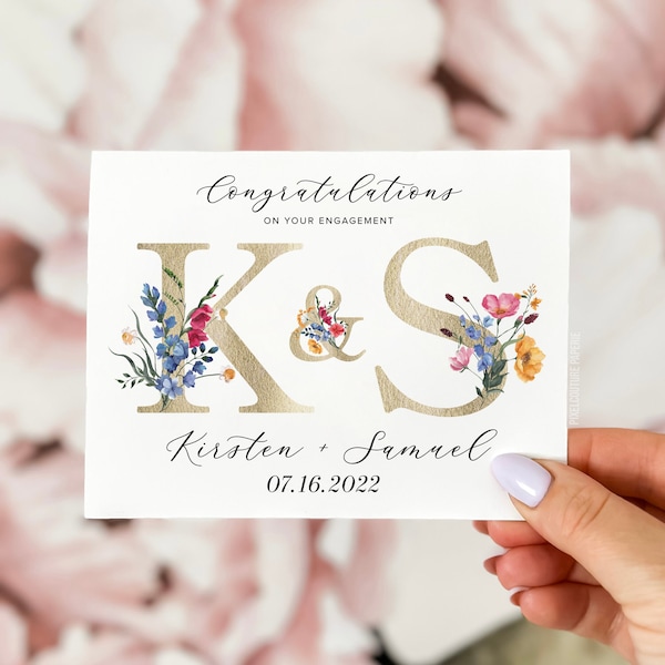 Personalized Engagement Card, Congrats Engagement Card, Engagement Card, Congratulations Engagement Card, Floral Engagement Card, Engaged