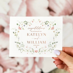 Personalized Wedding Day Card, Congrats Wedding Day Card, Wildflower Wedding Day Card, Congratulations Wedding Card, Floral Wedding Day Card