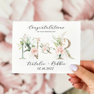Carte de jour de mariage personnalisée, carte de jour de mariage de félicitations, carte de jour de mariage, carte de mariage de félicitations, carte de jour de mariage floral, mariage