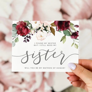 I found my mister but I still need my sister, will you be my, will you be my bridesmaid card, bridesmaid proposal card, maid of honor card image 1