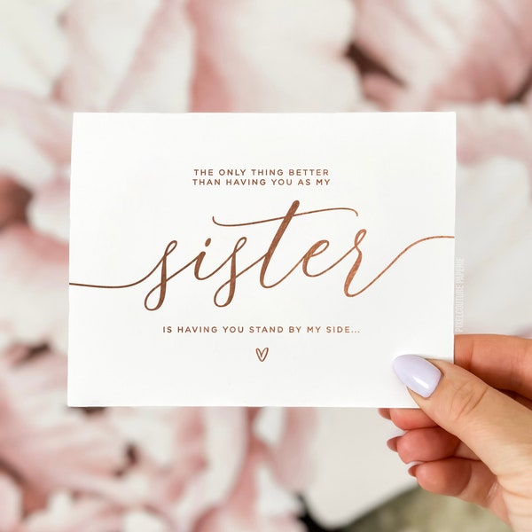 Tarjeta personalizada para proponerle ser dama de honor a tu hermana, Tarjeta "¿Quieres ser mi dama de honor?", Tarjetas para la fiesta nupcial, Caja de regalo para la propuesta