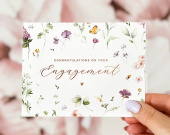 Floral Engagement Card, Congrats Engagement Card, Personalized Engagement Card, Congratulations Engagement Card, Foil Engagement Day Card