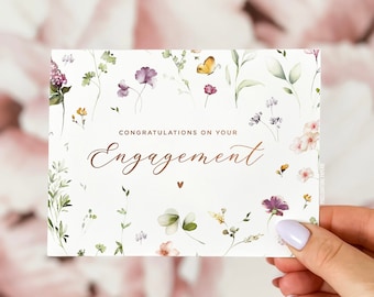 Floral Engagement Card, Personalized Congratulations
