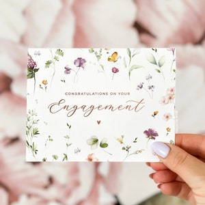 Floral Engagement Card, Congrats Engagement Card, Personalized Engagement Card, Congratulations Engagement Card, Foil Engagement Day Card