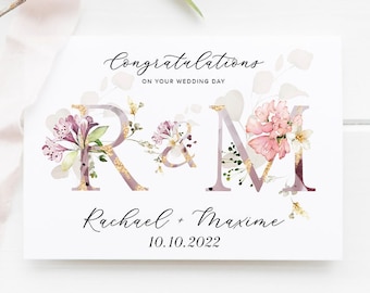 Personalized Wedding Day Card, Congrats Wedding Day Card, Wedding Day Card, Congratulations Wedding Card, Floral Wedding Day Card, Wedding