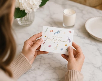 Personalized Bridesmaid Proposal Card, Wildflower Will You Be My Maid of Honor, Custom Bridal Party Ask, Proposal Box Gift