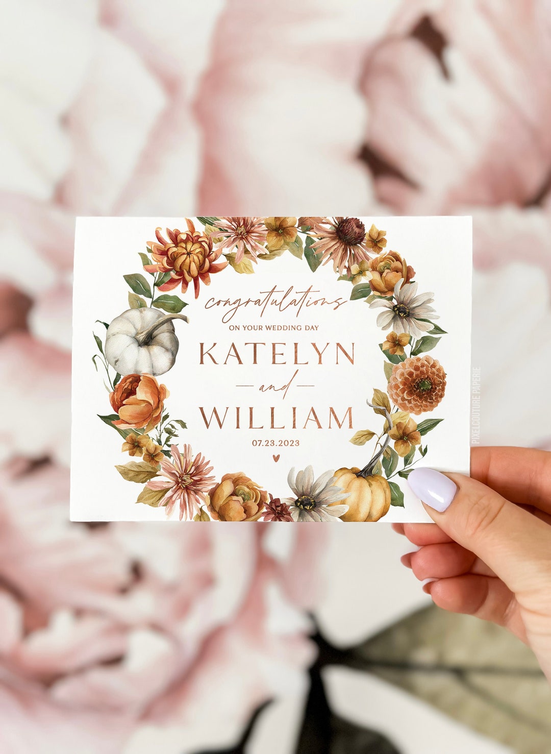 Personalized Wedding Day Card, Congrats Wedding Day Card, Fall Wedding ...
