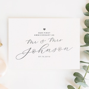 Carte du premier anniversaire, carte d'anniversaire de mariage, premier anniversaire, carte du 1er anniversaire, anniversaire du mari, carte d'anniversaire, carte d'aluminium