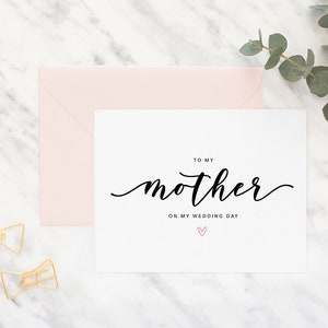 To my mother on my wedding day card, mom card, wedding day card, mother of the bride card, mother of the groom card, wedding, to my mother