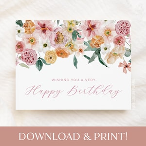 Druckbare Geburtstagskarte, Wildblumen Geburtstagskarte, alles Gute zum Geburtstag digitale druckbare Karte, Geburtstagskarte, digitale Geburtstagskarte, druckbar