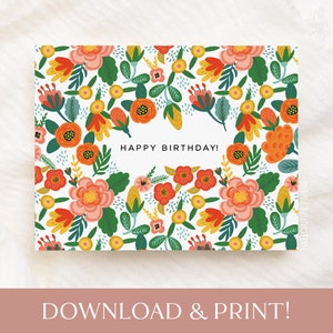 Printable Birthday Card, Floral Birthday Card, Happy Birthday Digital Printable Card, Birthday Card, Digital Birthday Card, Printable