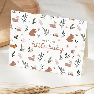 Welcome New Baby Card, Welcome to the World Card, New Baby Girl Card, New Baby Boy Card, Card for Newborn, Baby Congratulations Card, Baby image 2