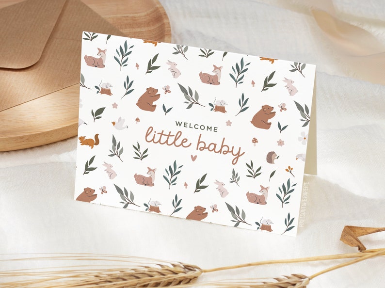 Welcome New Baby Card, Welcome to the World Card, New Baby Girl Card, New Baby Boy Card, Card for Newborn, Baby Congratulations Card, Baby image 2