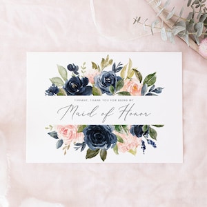 Merci d'être ma demoiselle d'honneur, merci de mariage, carte de remerciement de demoiselle d'honneur, carte de remerciement, carte de remerciement de demoiselle d'honneur, carte de mariage