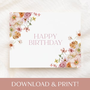 Printable Birthday Card, Wildflower Birthday Card, Happy Birthday Digital Printable Card, Birthday Card, Digital Birthday Card, Printable