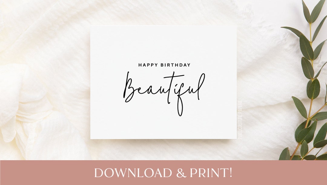 Printable Birthday Card for Her, Modern Birthday Card, Happy Birthday ...