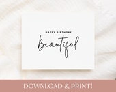 Printable Birthday Card for Her, Modern Birthday Card, Happy Birthday Digital Printable Card, Birthday Card, Digital Birthday Card