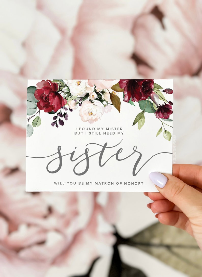 I found my mister but I still need my sister, will you be my, will you be my bridesmaid card, bridesmaid proposal card, maid of honor card image 1